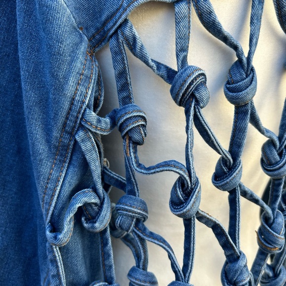 NWT Fashion Nova Dream Catcher Denim Jacket Fringe Tassels Size M - Picture 16 of 16